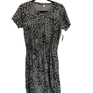 Old Navy NWT Leopard Print Casual Dress Sz M Cotton Short Sleeve